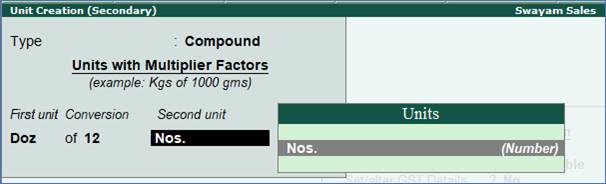 Stock Unit of Measure in TallyERP9